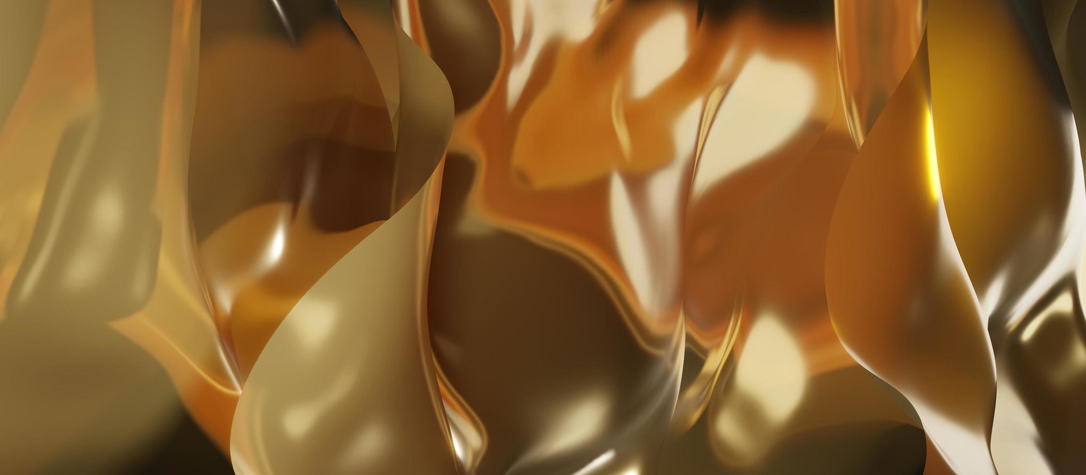 golden wave texture shiny sheet shiny surface luxury background 3D illustration photo