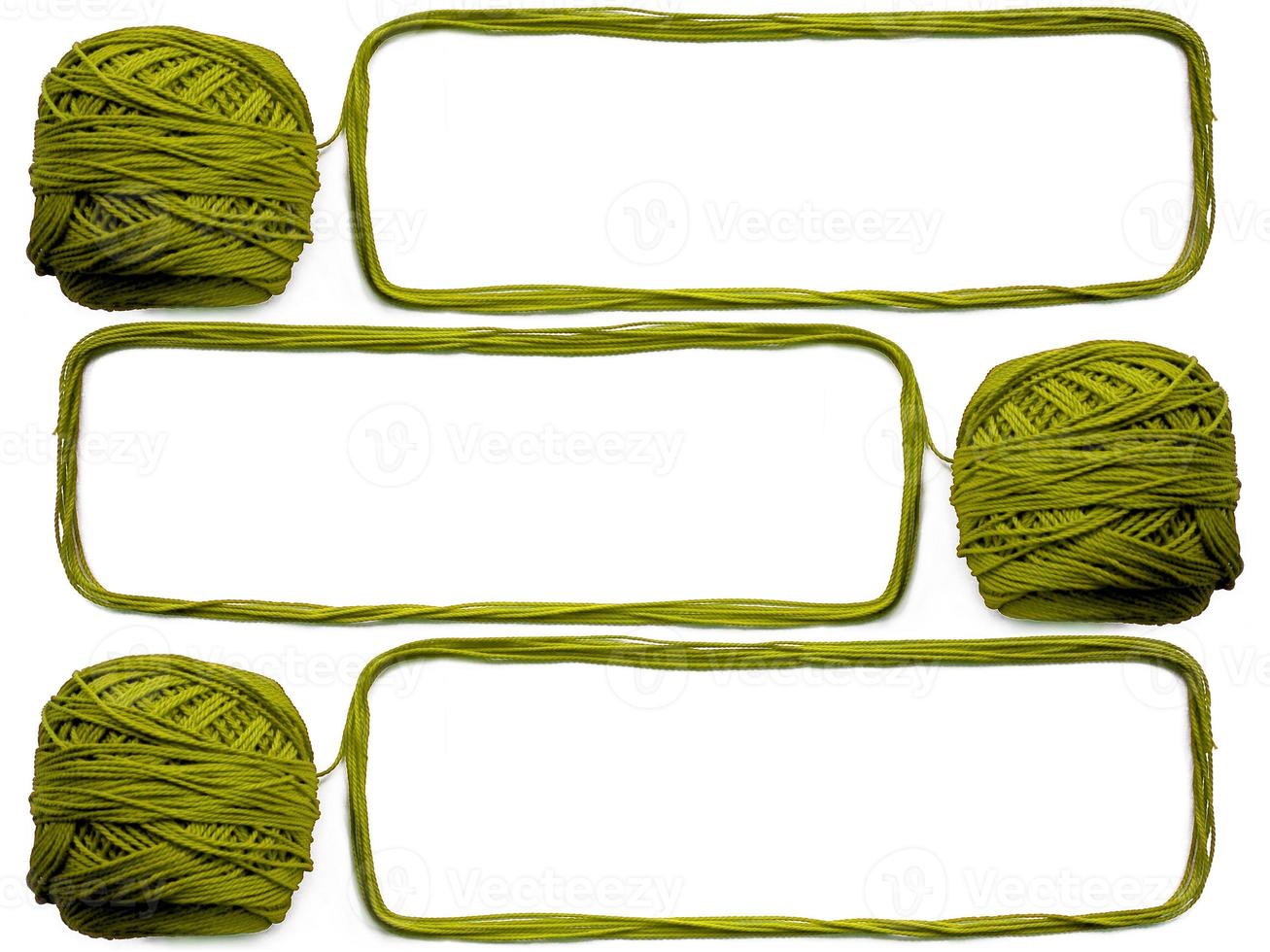 Three of knitting yarn on white background photo