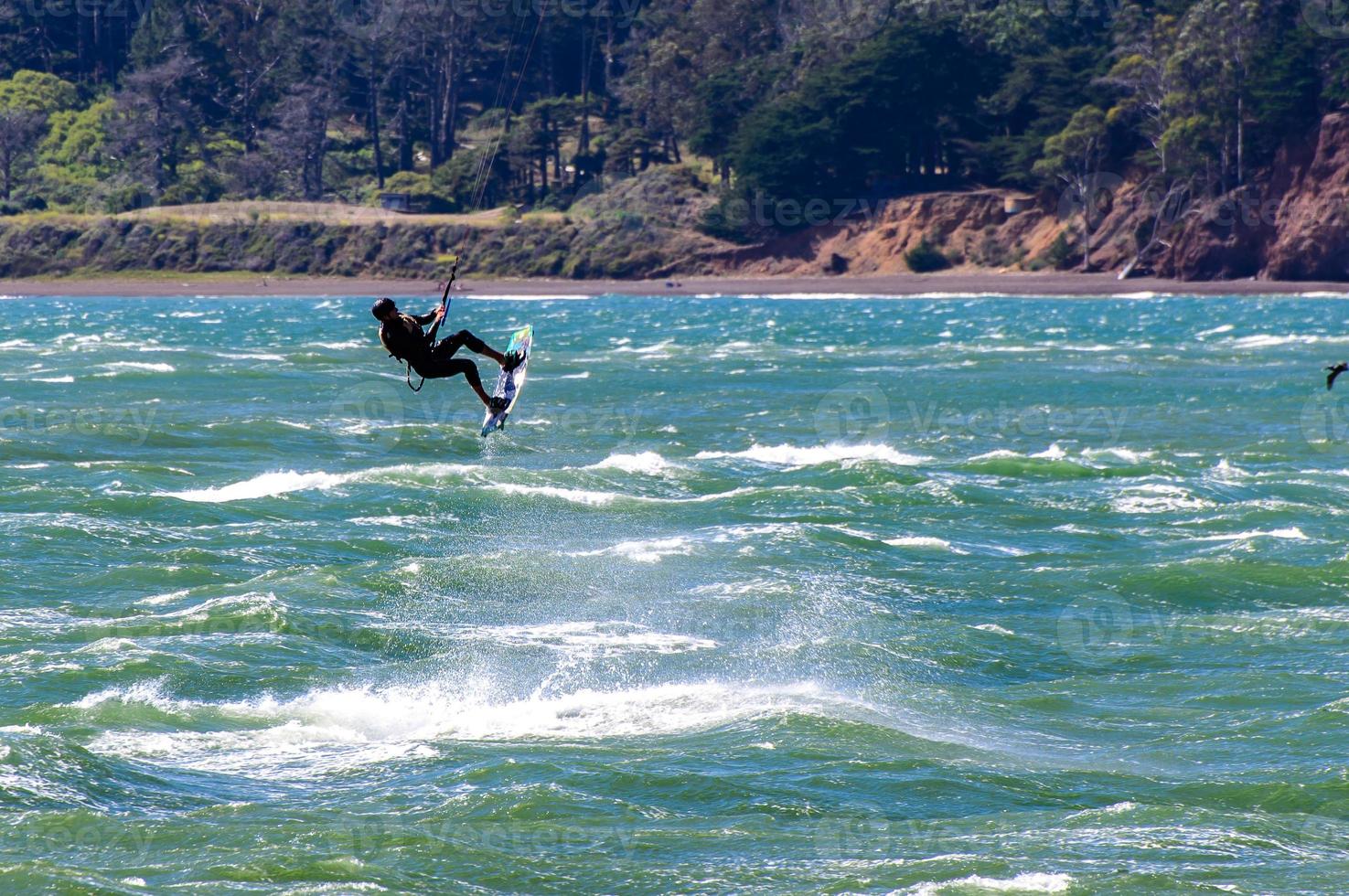 San Francisco Bay Kite Surfing against the backdrop of the Marin Headlands photo