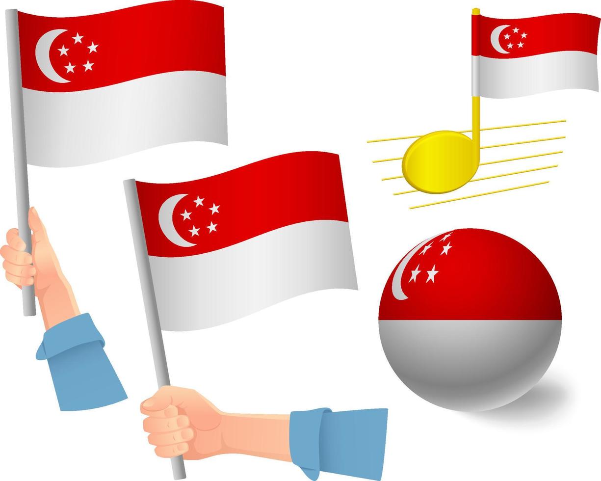 Singapore flag icon set vector