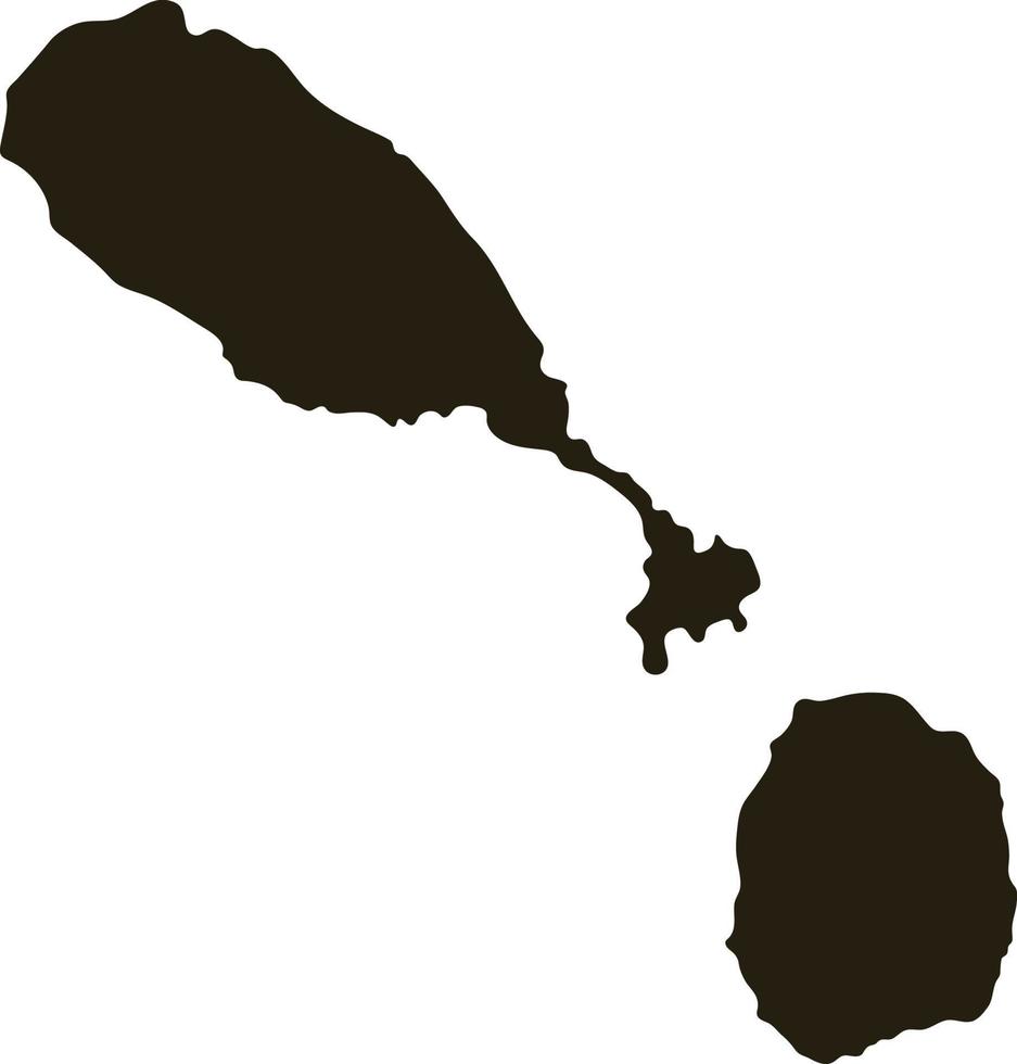Map of Saint Kitts and Nevis. Solid black map vector illustration