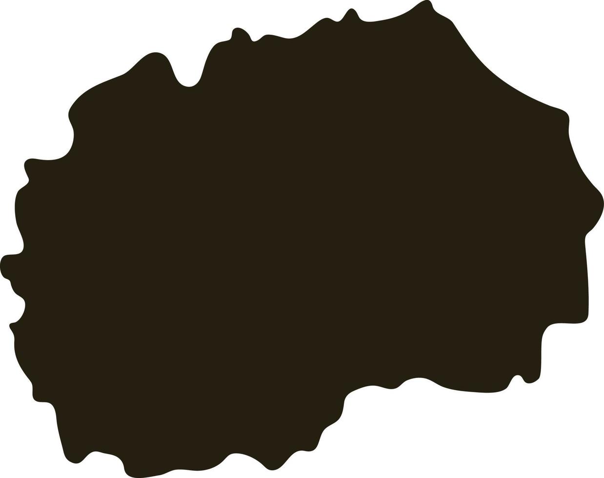 mapa de macedonia. ilustración de vector de mapa negro sólido