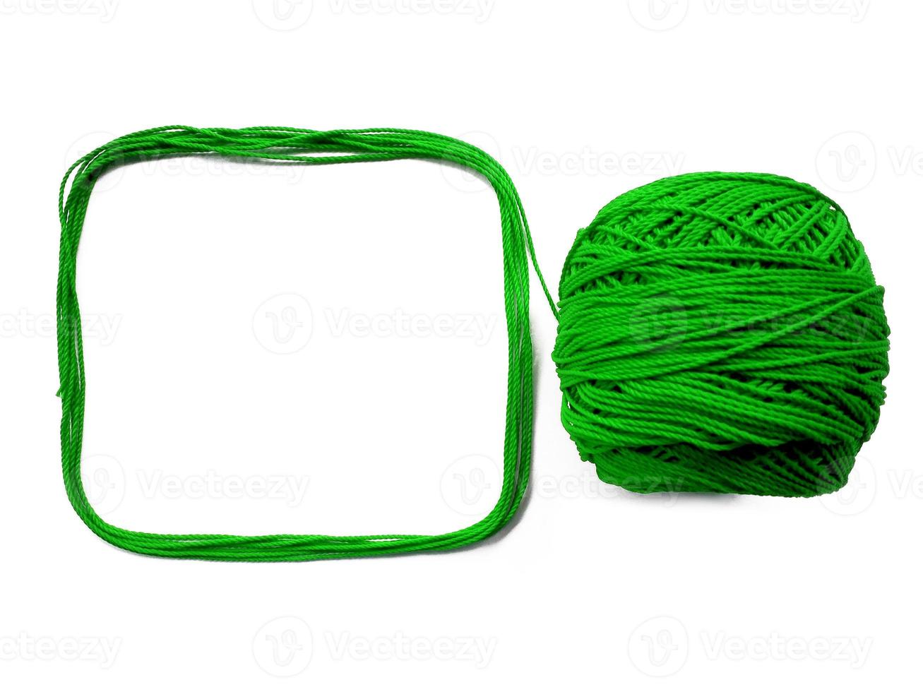 Knitting yarn square shaped isolated on white background photo