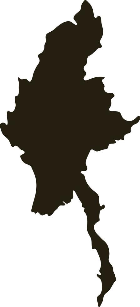 Map of Burma. Solid black map vector illustration