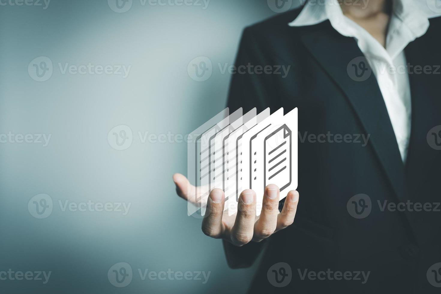 Document Management System DMS, Online document database management, Organization document Organized, automated processes to manage files, ERP enterprise efficient, business technology. photo