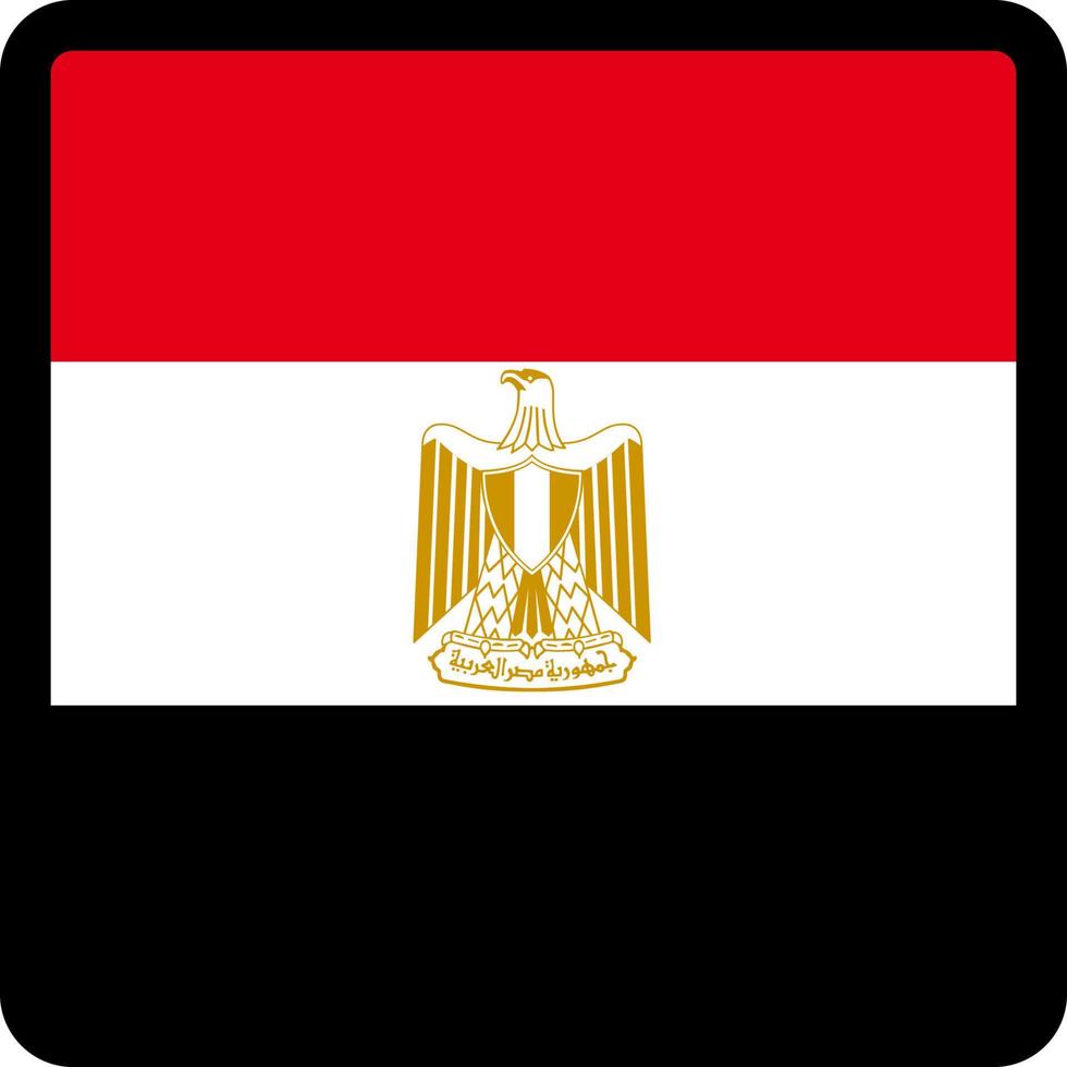Flag of Egypt in the shape of square with contrasting contour, social media communication sign, patriotism, a button for switching the language on the site, an icon. vector