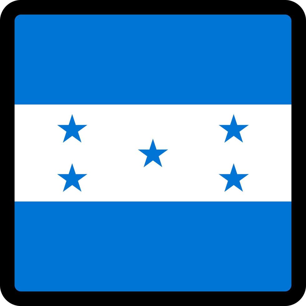 Flag of Honduras in the shape of square with contrasting contour, social media communication sign, patriotism, a button for switching the language on the site, an icon. vector