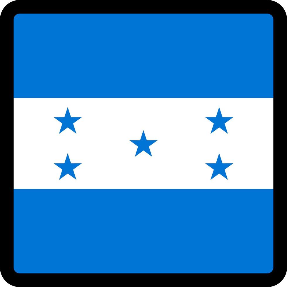 Flag of Honduras in the shape of square with contrasting contour, social media communication sign, patriotism, a button for switching the language on the site, an icon. vector