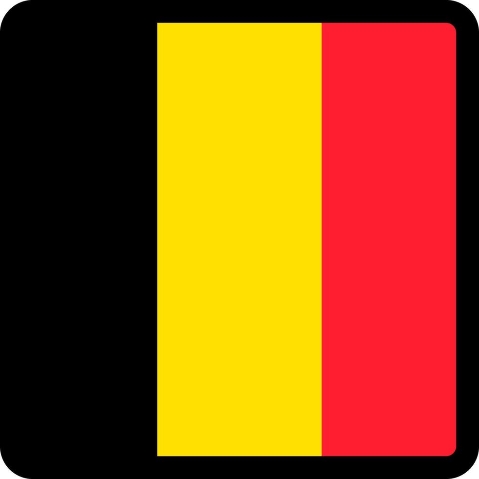 Flag of Belgium in the shape of square with contrasting contour, social media communication sign, patriotism, a button for switching the language on the site, an icon. vector