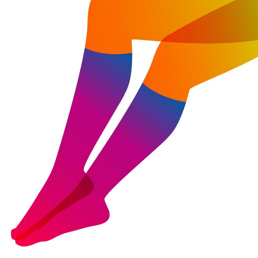 Long and slim female legs in knee socks on white background, vector illustration.