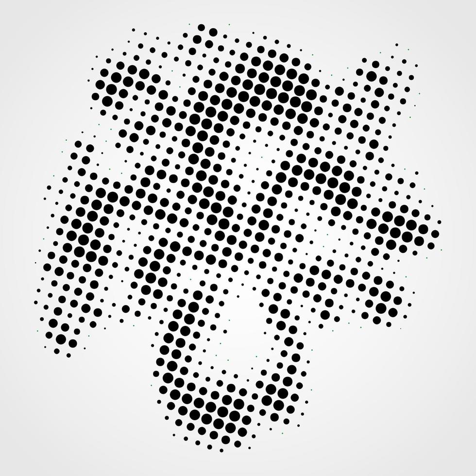 elemento de diseño de puntos negros vectoriales abstractos de semitono aislado en un fondo blanco. vector