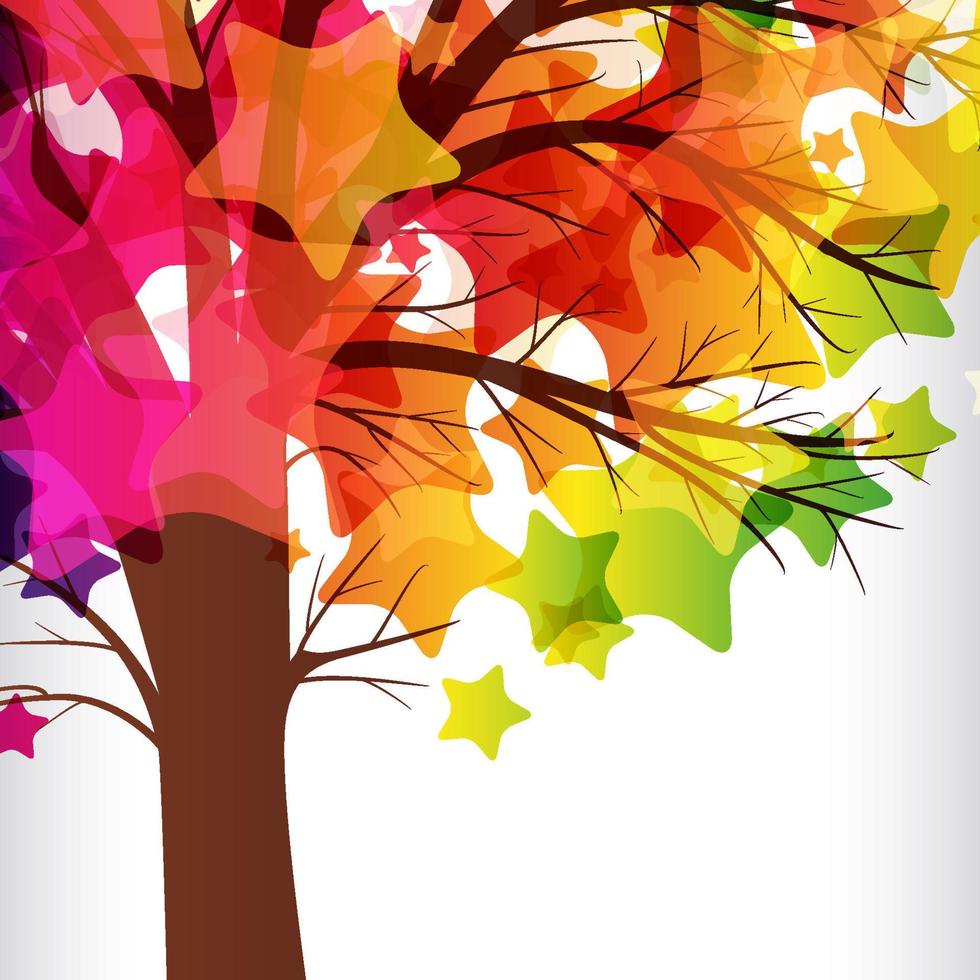 abstract background, tree with branches made of colorful stars. vector