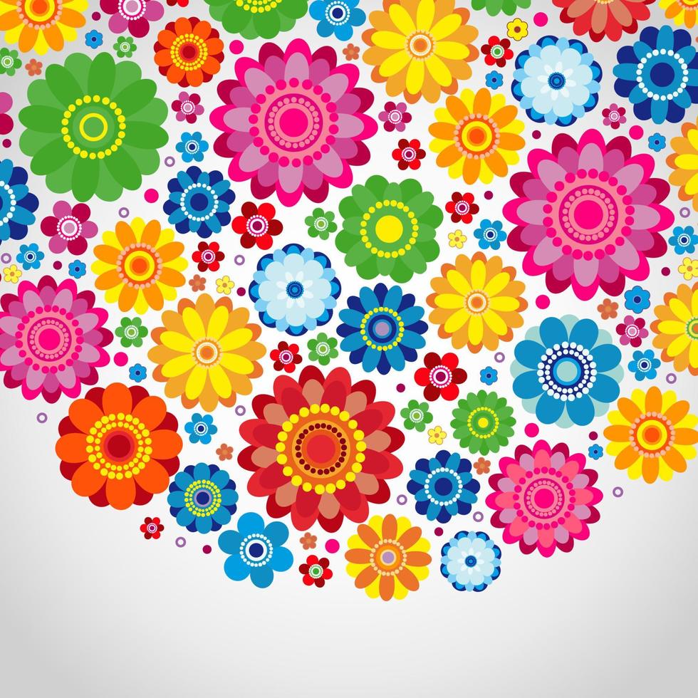 Flowers spring design on a white  background, floral vector illustration.