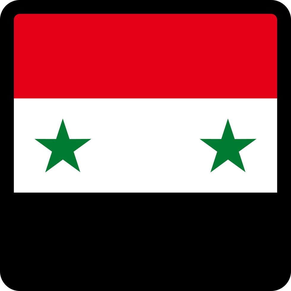 Flag of Syria in the shape of square with contrasting contour, social media communication sign, patriotism, a button for switching the language on the site, an icon. vector