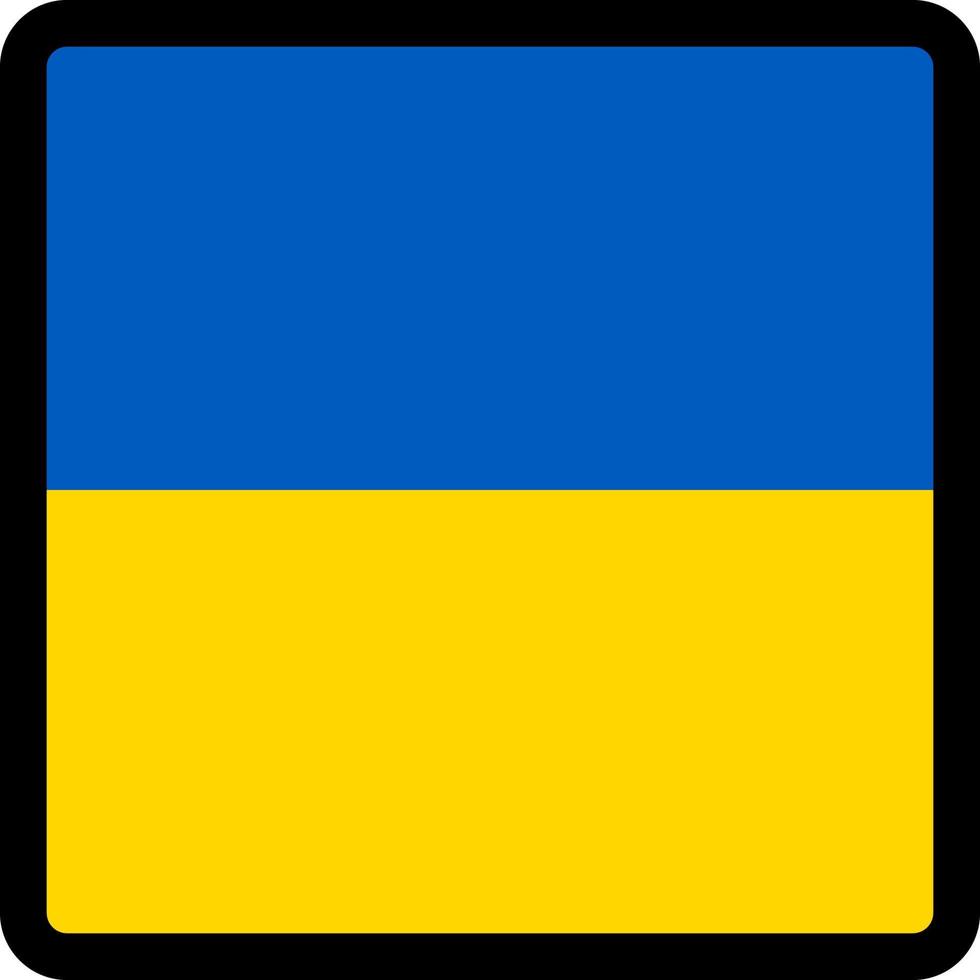 Flag of Ukraine in the shape of square with contrasting contour, social media communication sign, patriotism, a button for switching the language on the site, an icon. vector