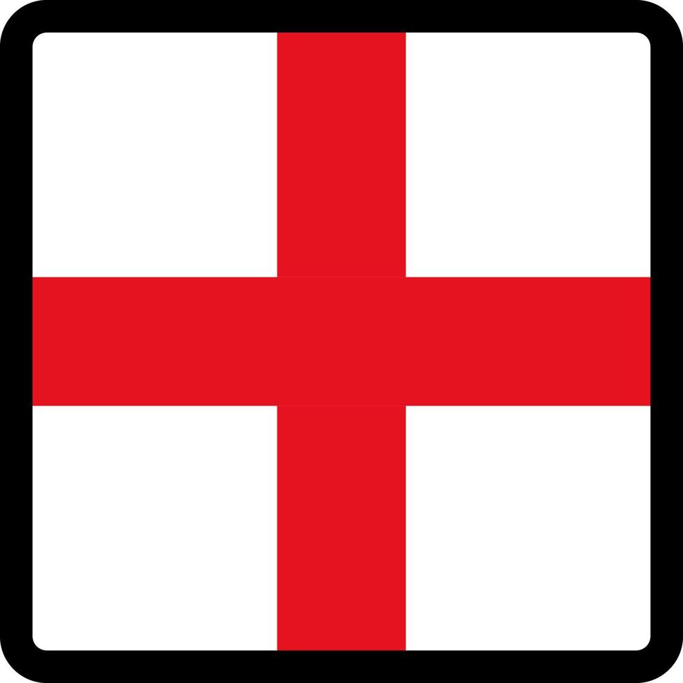 bandera de inglés en forma de cuadrado con contorno contrastante, signo de comunicación de medios sociales, patriotismo, un botón para cambiar el idioma en el sitio, un icono. vector