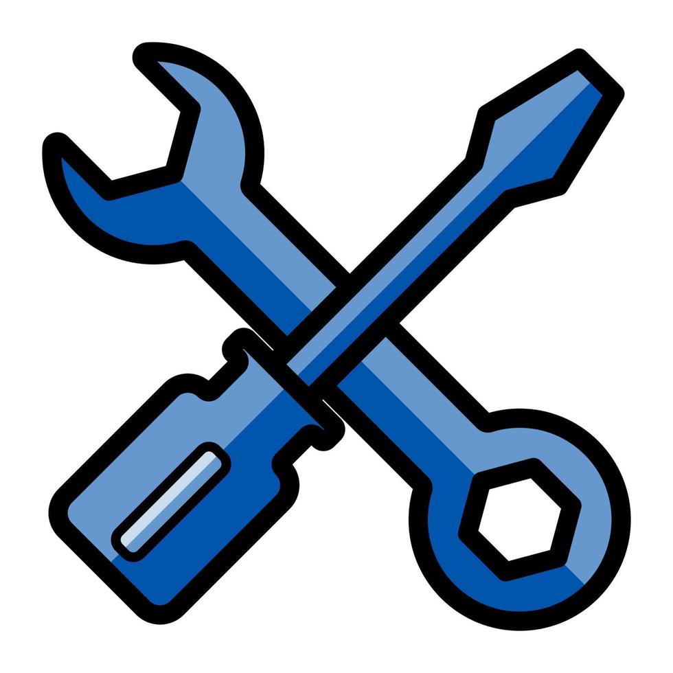 Screwdriver, wrench line icon isolated on a white background. vector