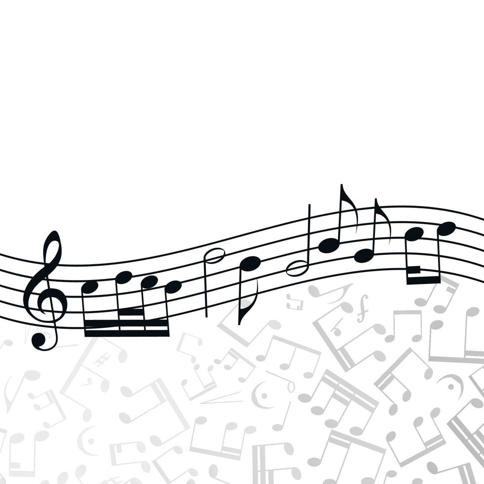 Vector music background, melody, notes, key