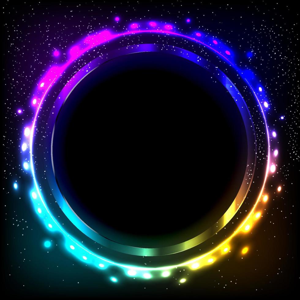 Colorful neon frame on a dark background, vector abstract illustration.