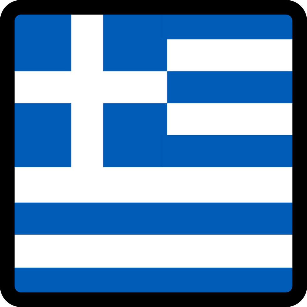 bandera de grecia en forma de cuadrado con contorno contrastante, señal de comunicación en medios sociales, patriotismo, un botón para cambiar el idioma en el sitio, un icono. vector