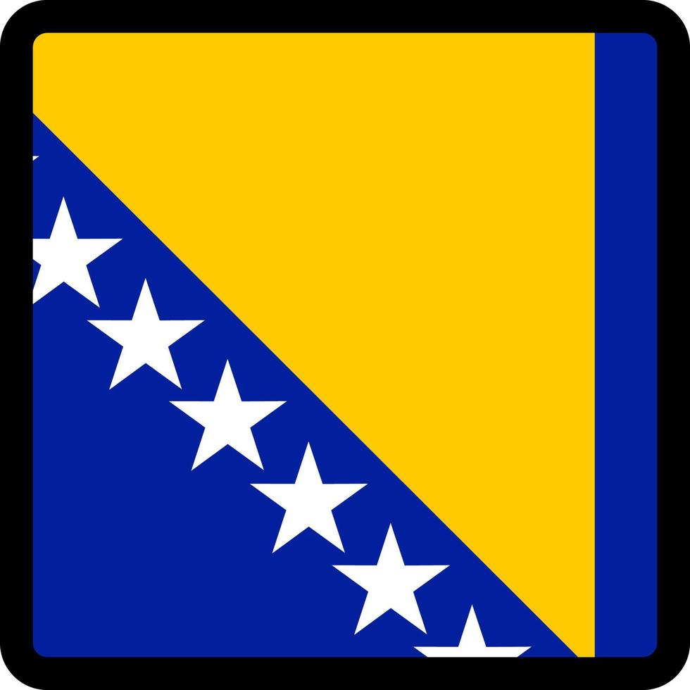 Flag of Bosnia, Herzegovina in the shape of square with contrasting contour, social media communication sign, patriotism, a button for switching the language on the site, an icon. vector