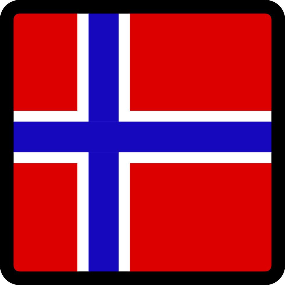 Flag of Norway in the shape of square with contrasting contour, social media communication sign, patriotism, a button for switching the language on the site, an icon. vector