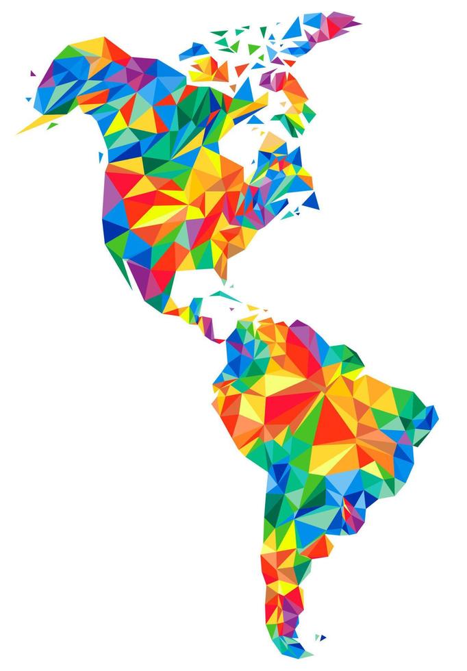 Abstract continents of North and South America from triangles. Origami style. Vector polygonal pattern for your design.