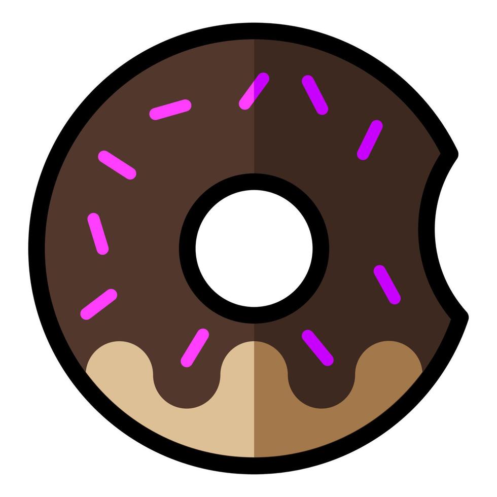 icono de línea de donut mordido aislado en un fondo blanco. vector