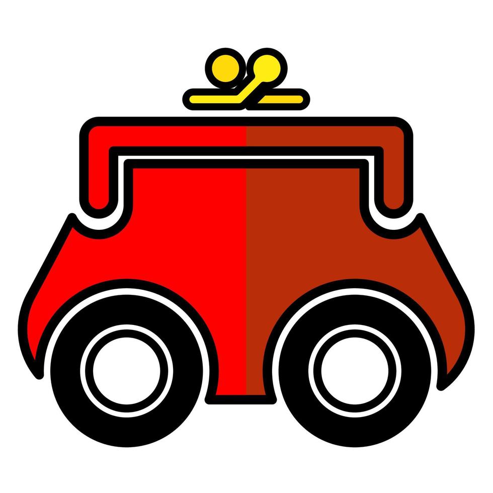 Purse on wheels, line icon isolated on a white background. vector