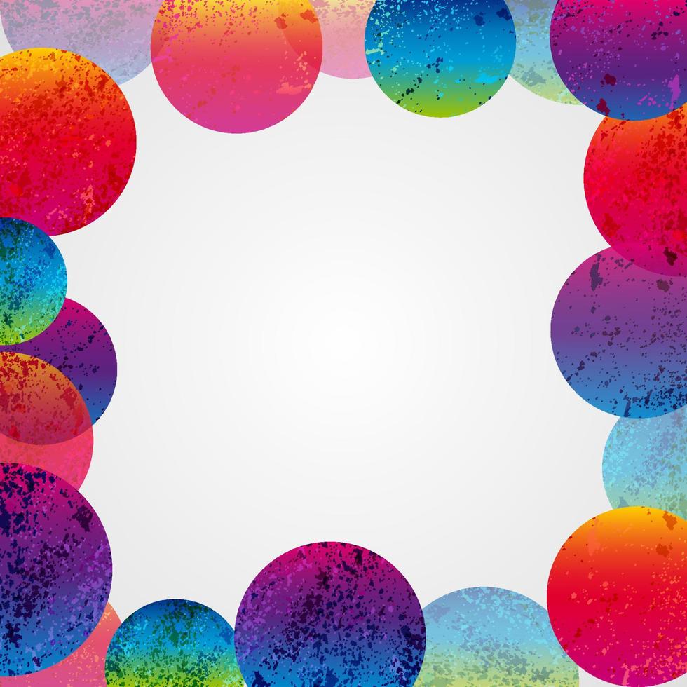 Abstract colorful grunge circles frame on a white background. vector