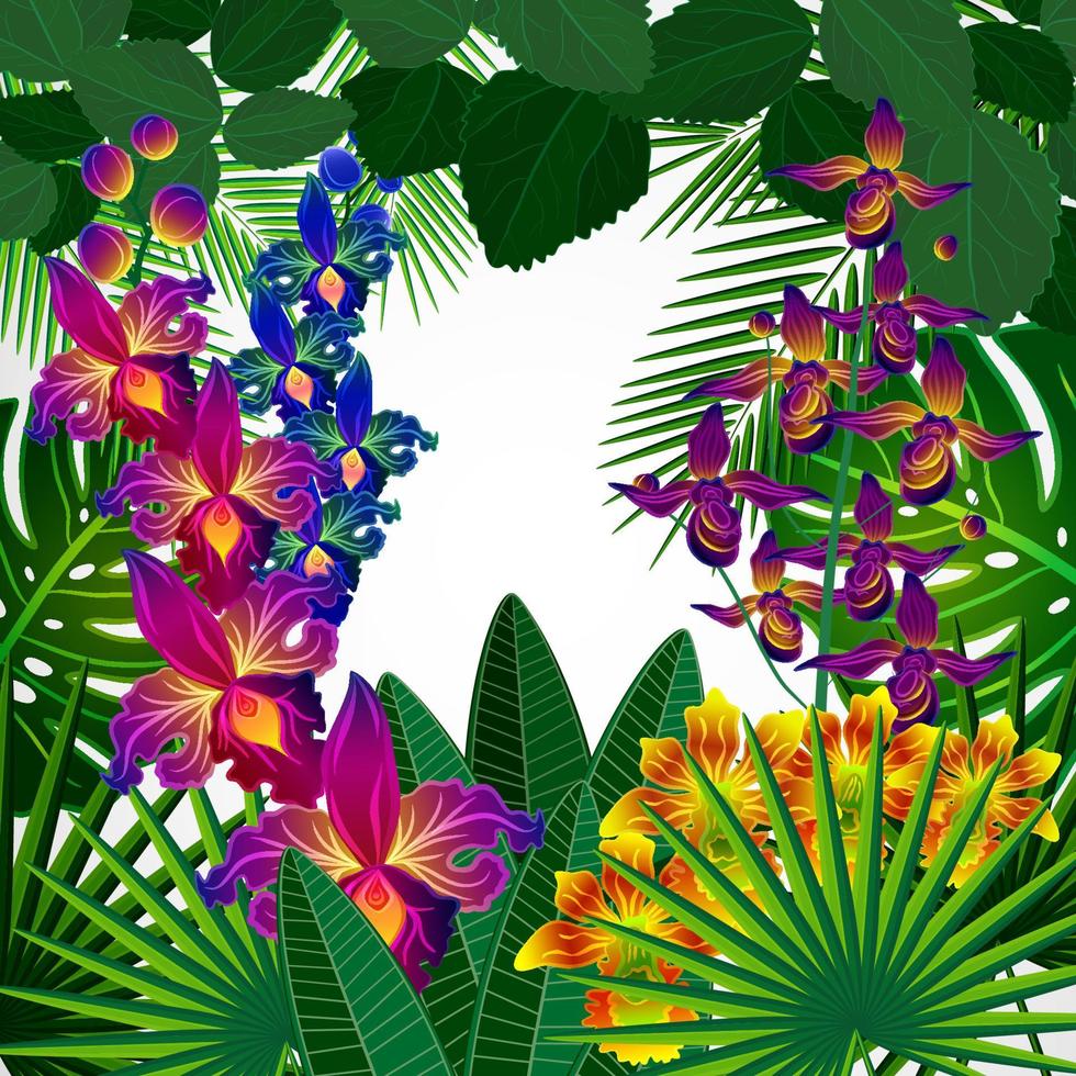 flores y hojas tropicales. fondo de diseño floral. vector