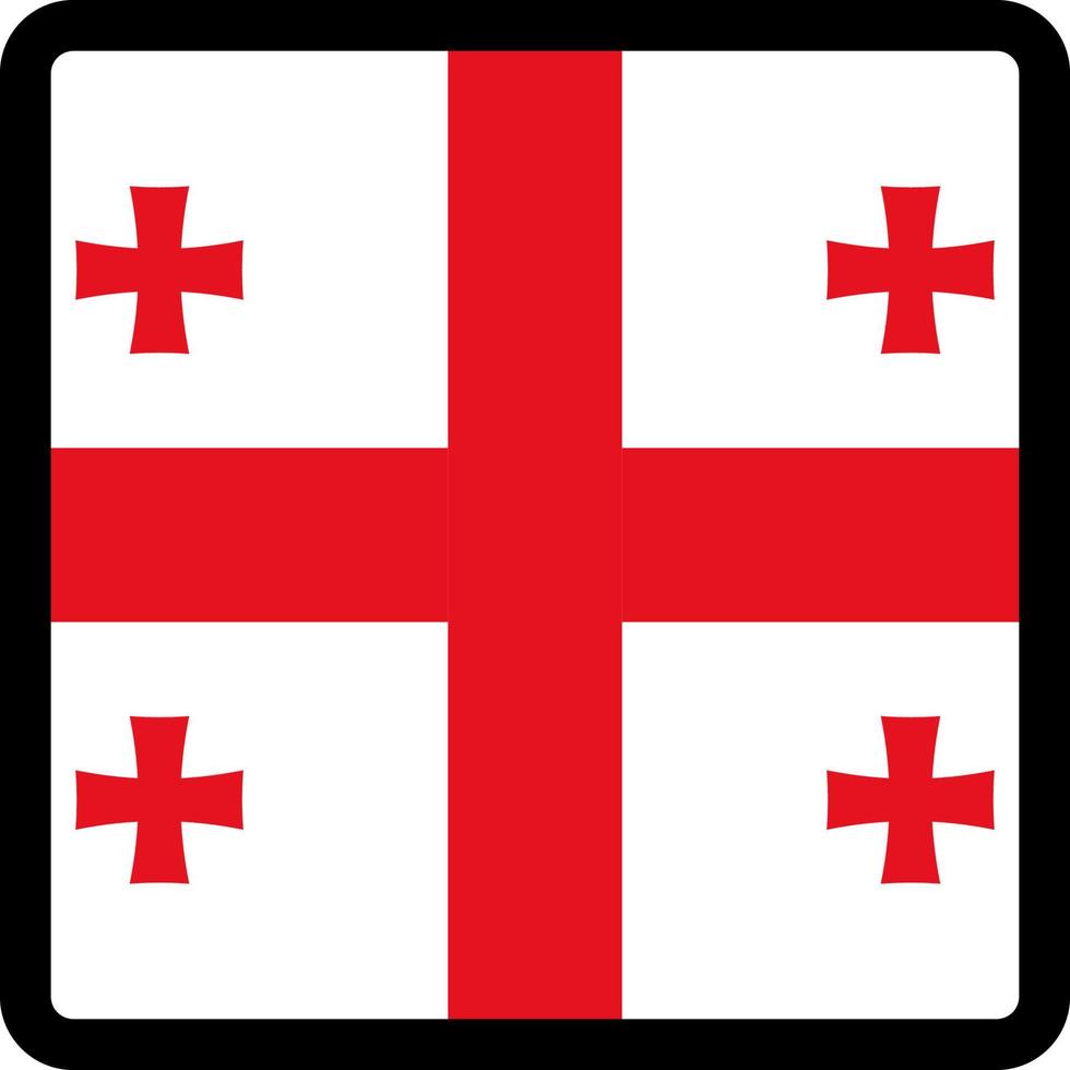 Flag of Georgia in the shape of square with contrasting contour, social media communication sign, patriotism, a button for switching the language on the site, an icon. vector