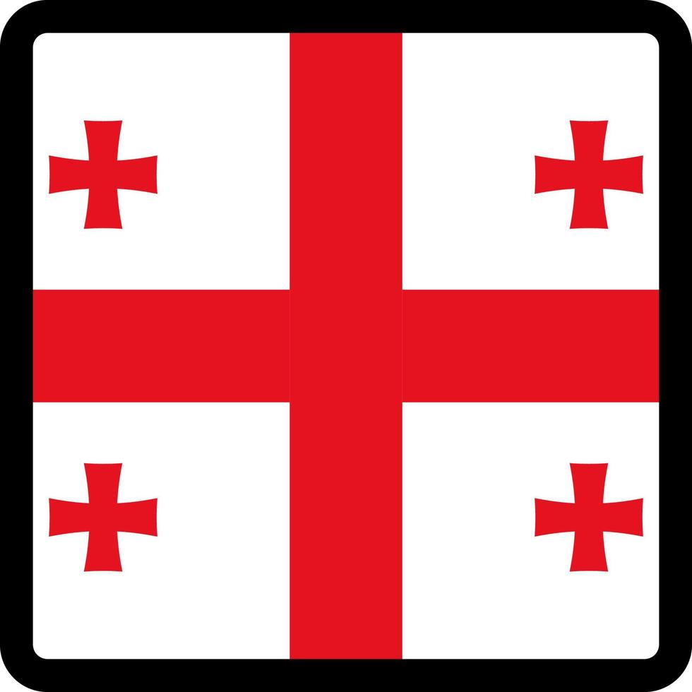 Flag of Georgia in the shape of square with contrasting contour, social media communication sign, patriotism, a button for switching the language on the site, an icon. vector