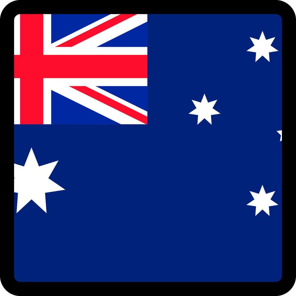 Flag of Australia in the shape of square with contrasting contour, social media communication sign, patriotism, a button for switching the language on the site, an icon. vector