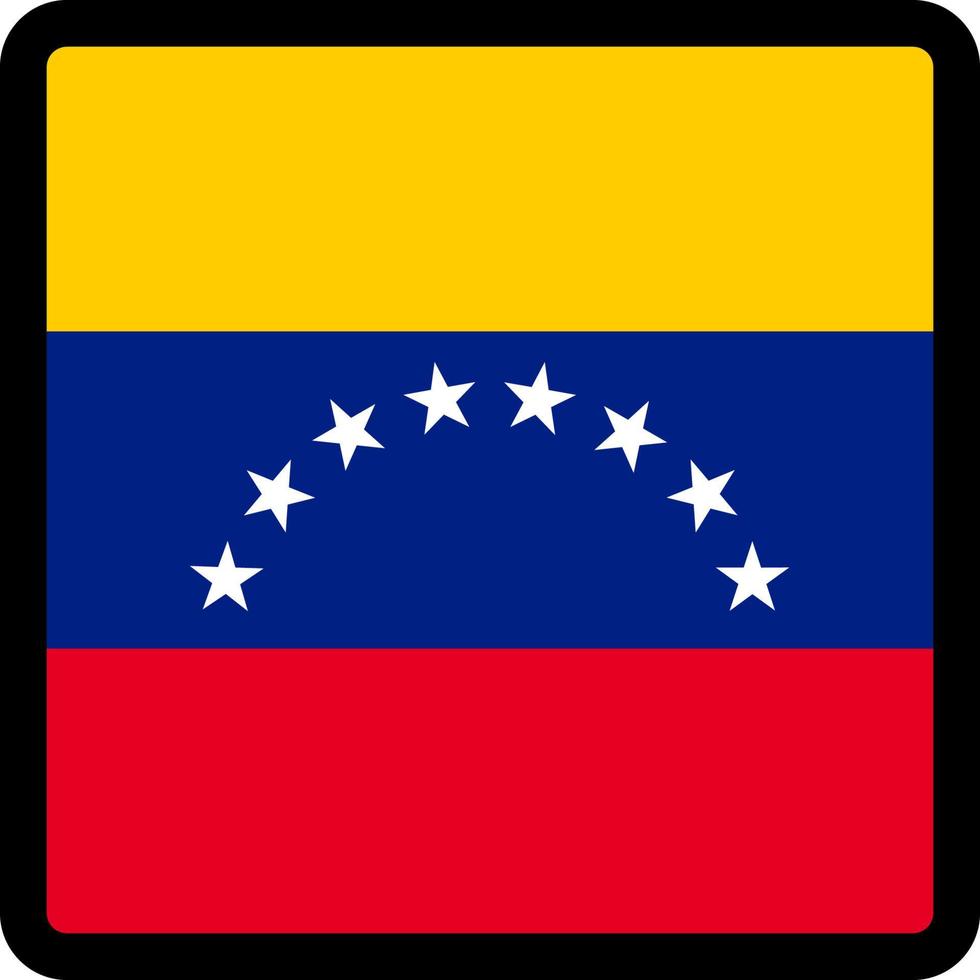 Flag of Venezuela in the shape of square with contrasting contour, social media communication sign, patriotism, a button for switching the language on the site, an icon. vector