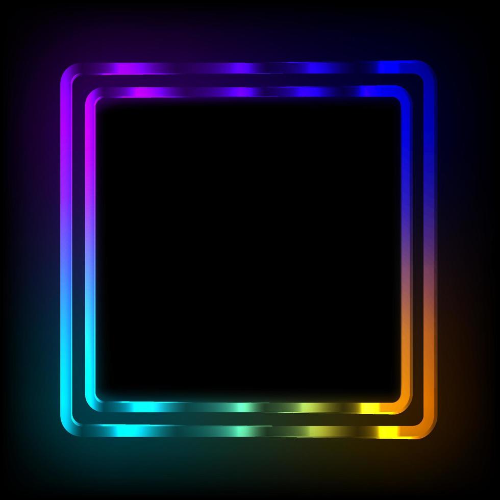 Colorful neon frame on a dark background, vector abstract illustration.