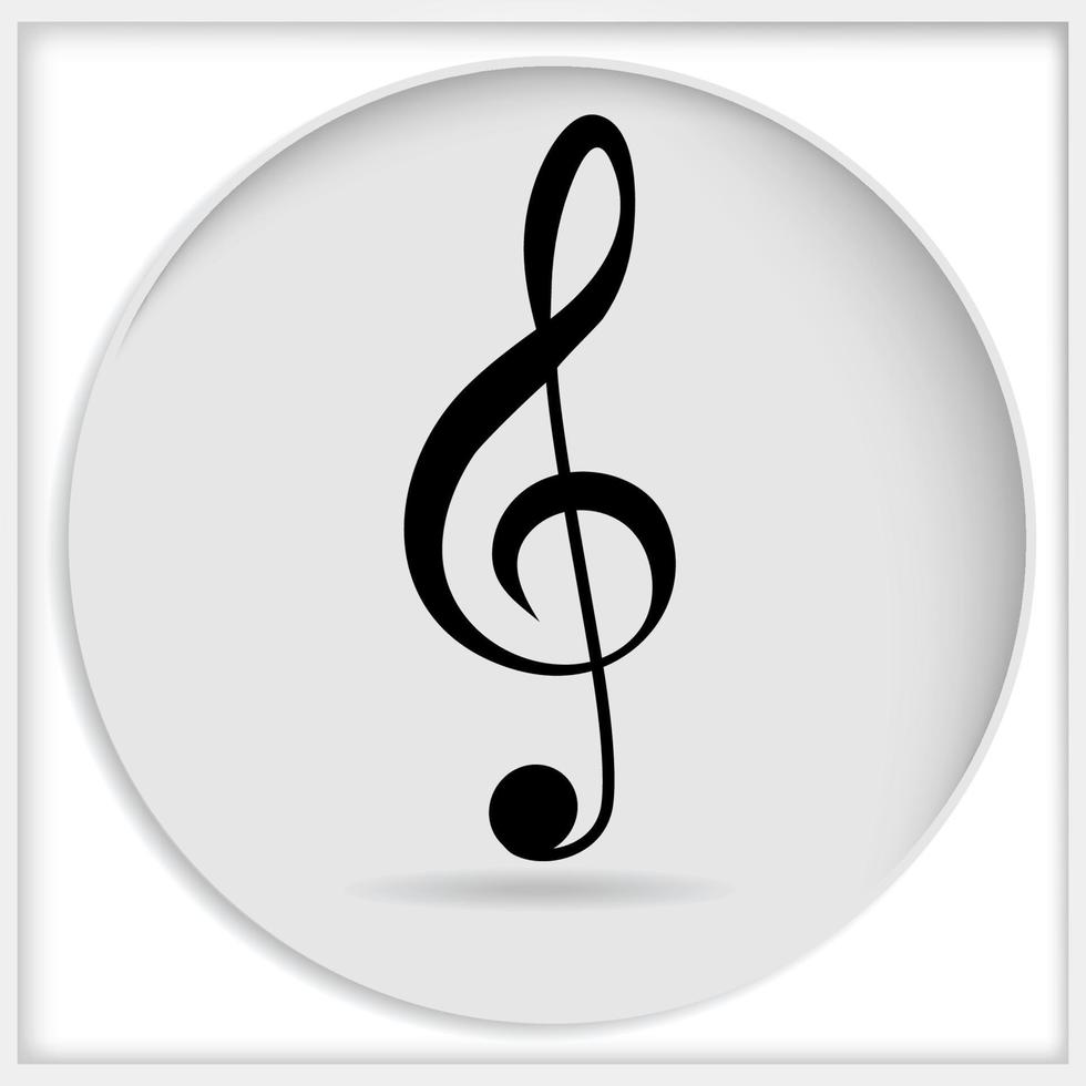 Vector icon black treble clef isolated on white background. Music key. Musical symbol.