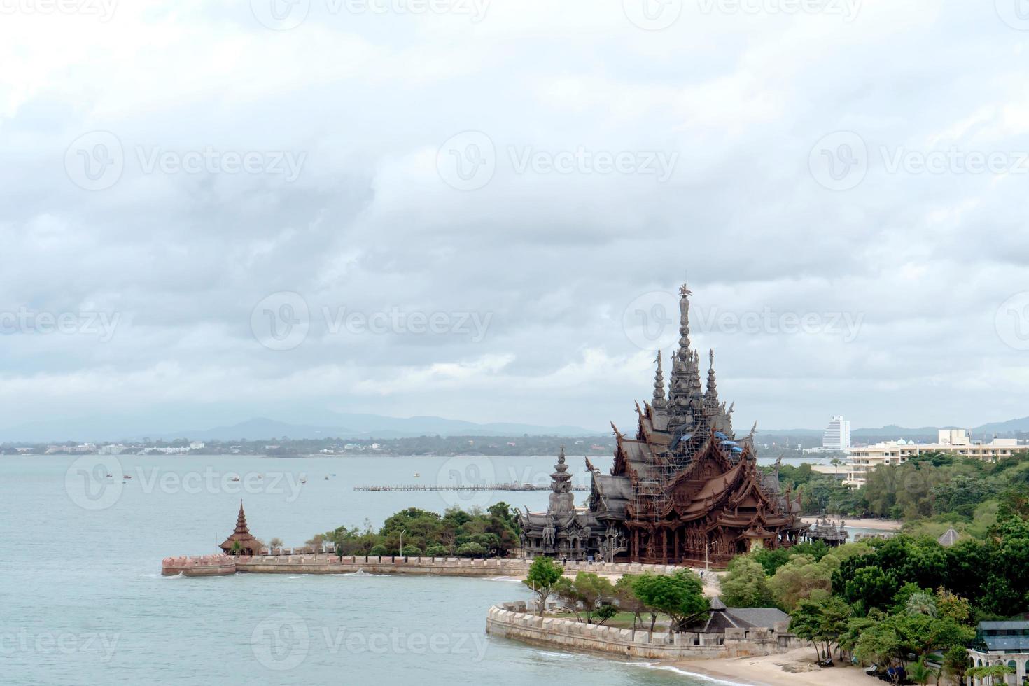 Temple of Truth in Pattaya, Thailand, top view photo