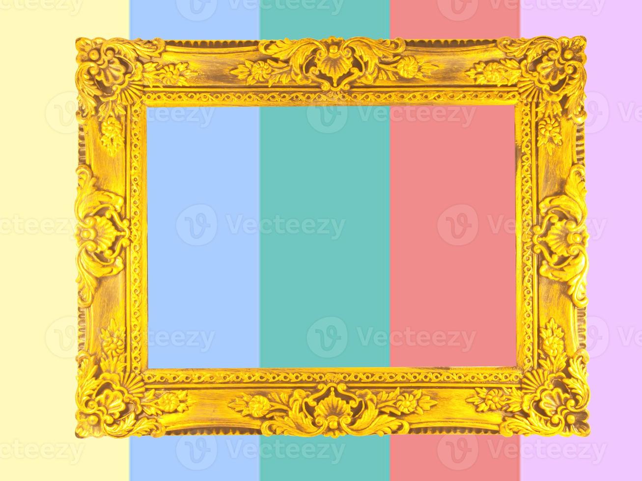 Rich Golden Frame isolated on summer color  background photo