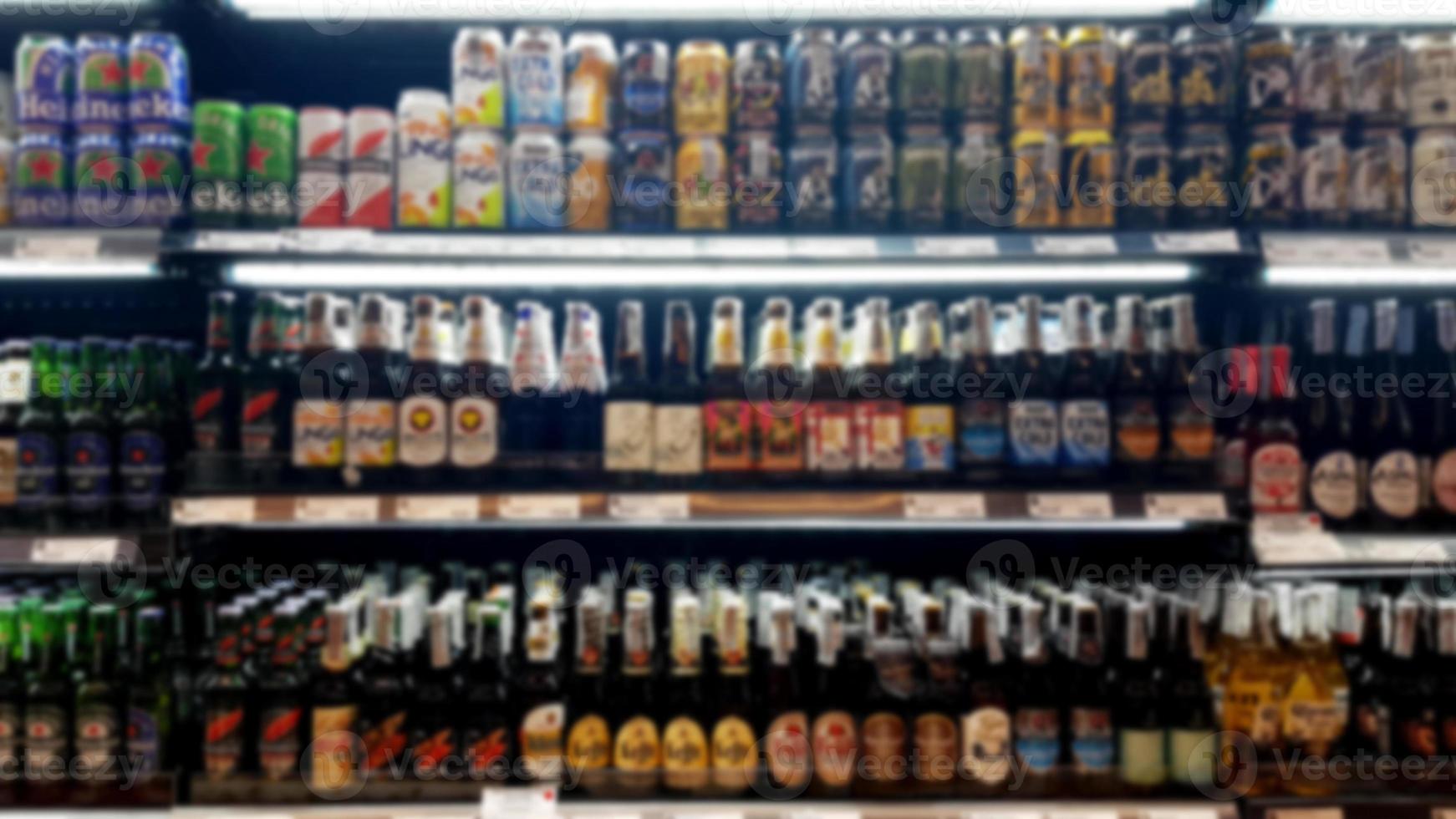 Supermarket shelf defocus background photo