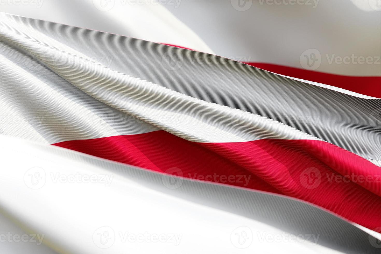 The national flag of Poland from textiles closeup in three versions, soft focus. 3D illustration photo