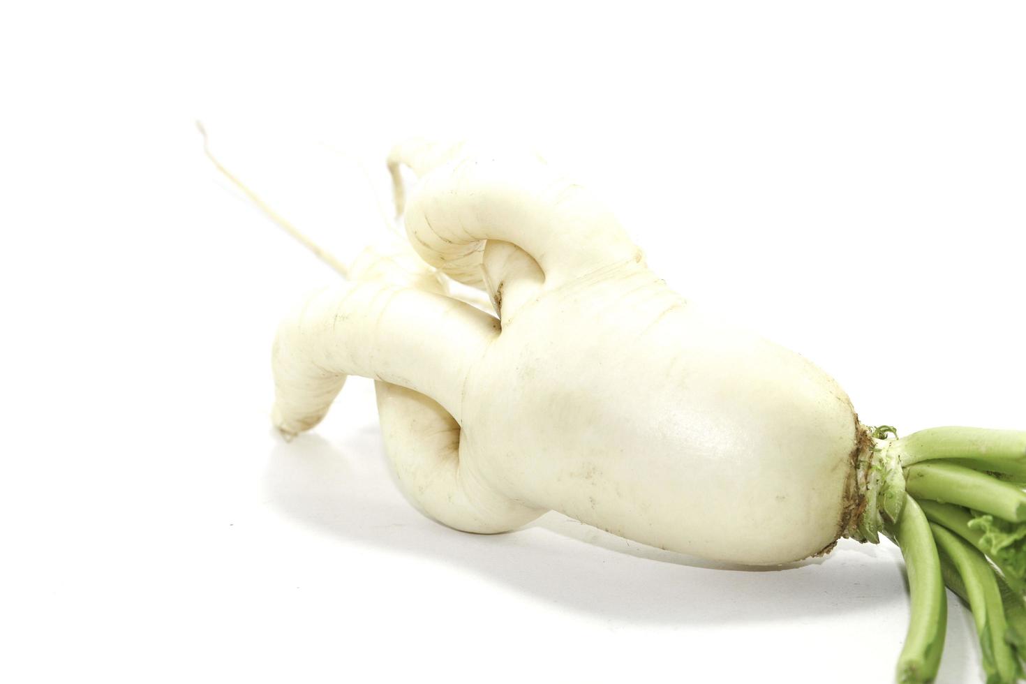 Organically grown radishes that are grown for eating and for sale - in a farmer's garden on a white background as a healthy and vegan diet, taken in my home studio. photo