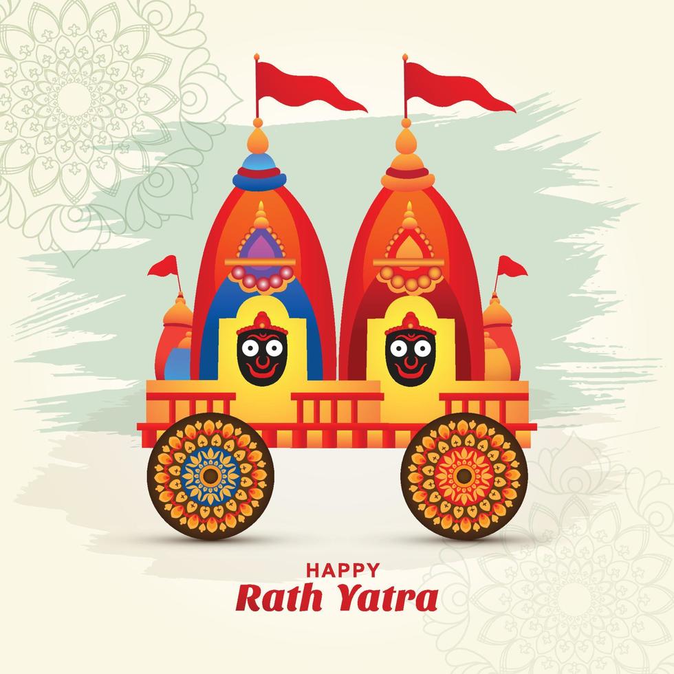 Happy rath yatra for lord jagannath indian festival holiday concept background vector