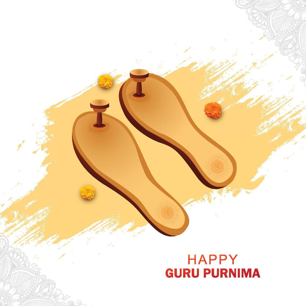 Guru purnima celebration on guru paduka greeting card background vector