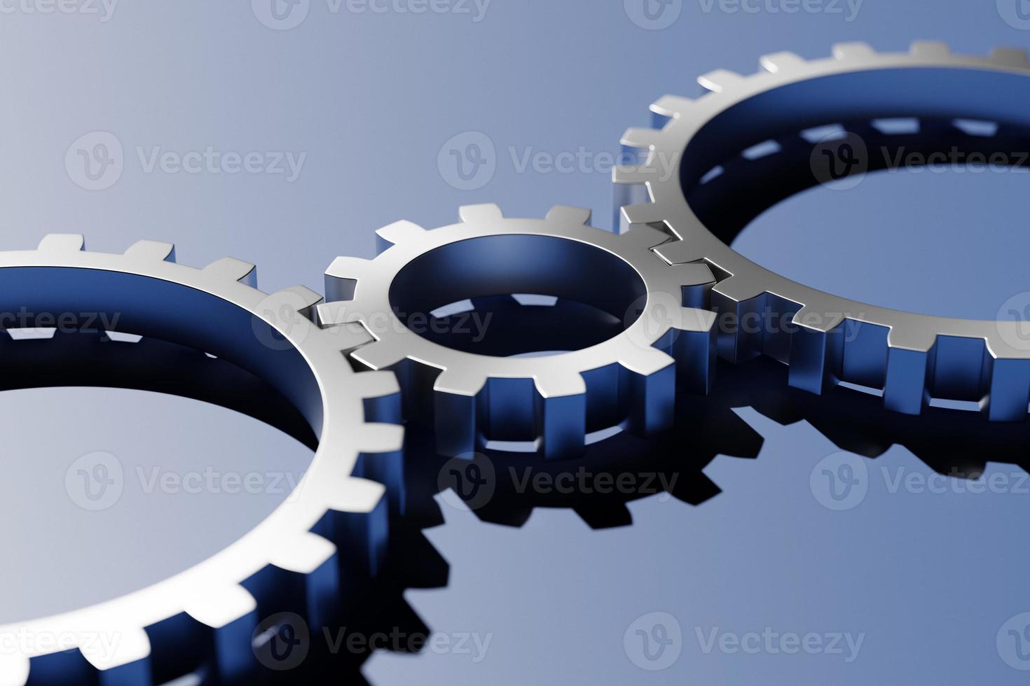 3D illustration, close up of bearings, cogwheel  for industry   on  blue isolated background. Part of the car photo