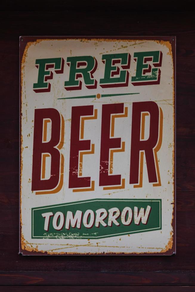 Side Turkey  February 20 2022  close up sign free beer tomorrow at the bar photo