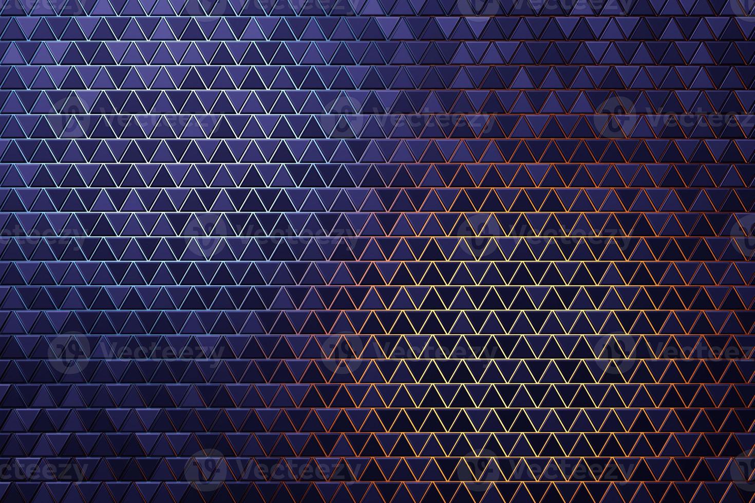 3d Illustration  rows of   purple  triangle  .Geometric background,  pattern. photo