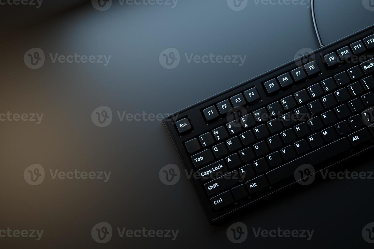 3d illustration,  gaming keyboard with LED backlit. Realistic computer keyboard. photo