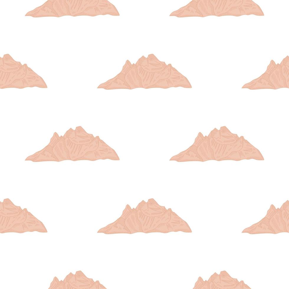 Mountain peak engraved seamless pattern. Vintage background rock landscape in hand drawn style. vector