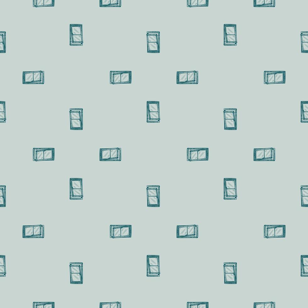 Windows lean forward engraved seamless pattern. Retro frame glass window hand drawn style. vector